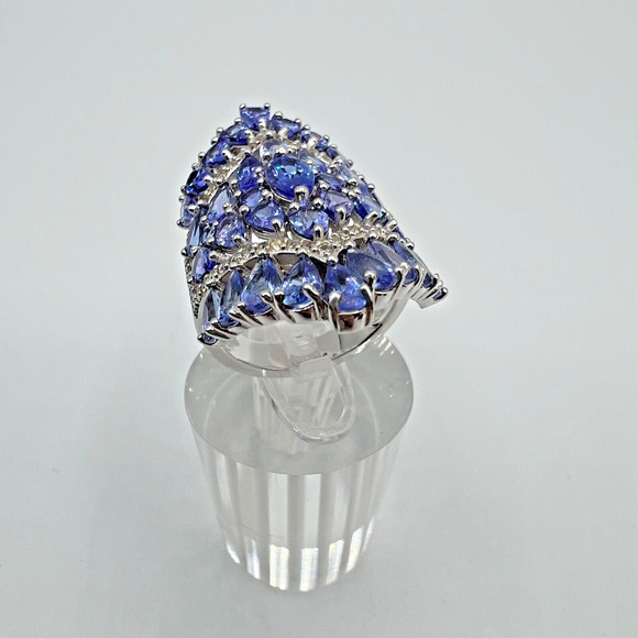 JTV Signed DK Sterling Silver Blue Tanzanite Ring - Size 7 - Picture 3 of 7